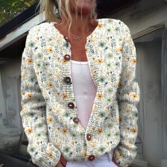 Behagelig cardigan med blomsterprint til kvinder