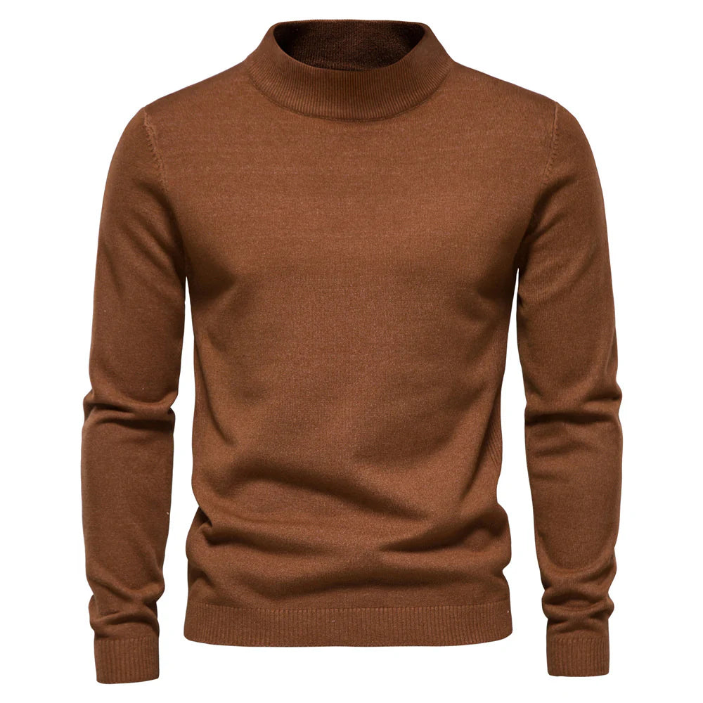 rullekrave med robust krave blød strik sweater