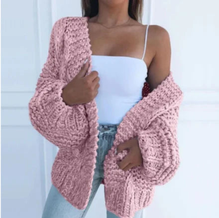 Chunky cardigan til kvinder med afslappet pasform